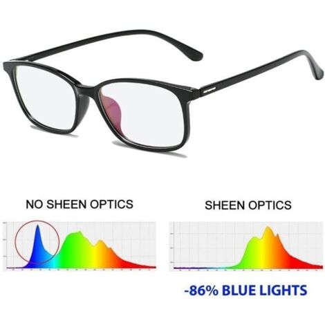 SHEEN Lunettes pour jeux vidéo TR90 , antireflet, anti-scintillement, filtre la lumière bleue, Lunettes pour PC. (1/4)