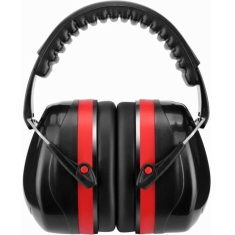 Casque Antibruit Pliable SNR 32dB Protection Auditive EM-5002B Oreille Défenseur Noir et Rouge (1/4)