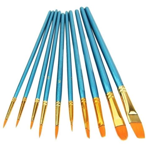 10 pcs Ensemble de Pinceau d\' Artiste Acrylique Aquarelle Ronde de Bout Pointu en nylon cheveux (1/3)