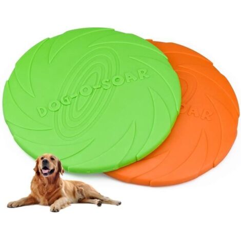 2 Pcs Frisbee Jouet pour Chiens, 18 cm / 7 inch Disque à Lancer en Caoutchouc Résistant, Dressage de Chiens pour Extérieur (Vert, (1/3)
