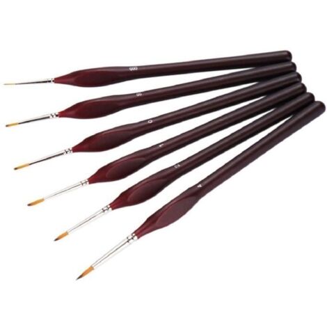 6 pieces Pinceaux fins - ensemble de pinceau de peinture au detail - pour acrylique, aquarelle, huile (1/3)