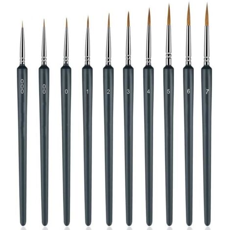 Détail Pinceau, 10 Pcs Peinture Pinceaux Acrylique Pour La Peinture À L\'aquarelle Gouache Et Acrylique (1/3)