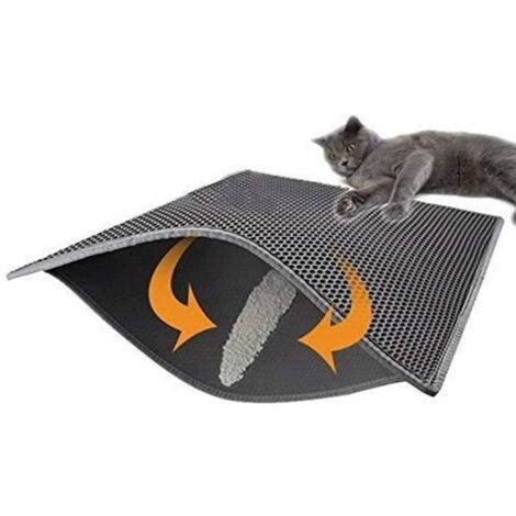 Tapis de litière pour Chat, Pliable Double Couche Nid d\'abeille étanche Chat Mangeoire Tapis de Protection de Sol et Tapis (1/3)