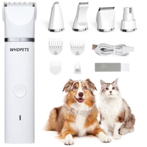 Tondeuse Pour Chien Chat ®WHD© Rasoir Sans Fil Avec 4 Lames Tondeuse Animaux Électrique Professionnelle Détachable Céramique (1/4)