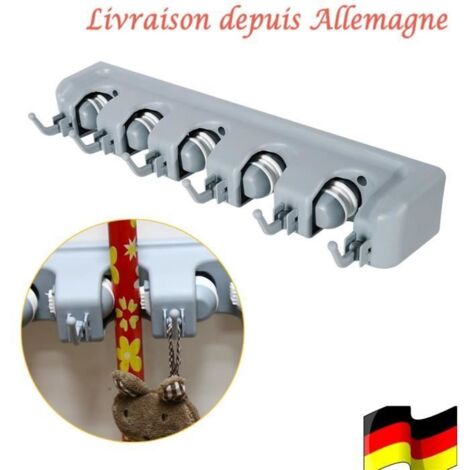Support de balais Mur outil, Support Accroche Outils + 6 Crochets Emplacements de Rangement (1/3)