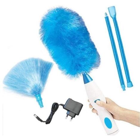 360° Duster Rechargeable Brosse de Nettoyage Electrique, Plumeau Electrique sans Fil Brosse à Epousseter pour Maison Bureau Bleu (1/3)