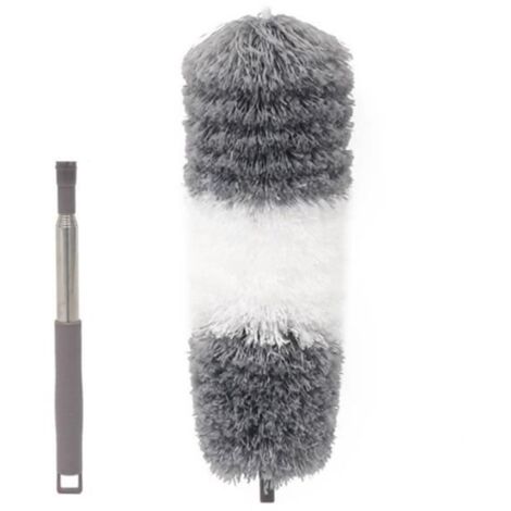 Plumeau Poussière en Télescopique Longueur de 60cm à 140cm Lavable Gris et Blanc (1/3)