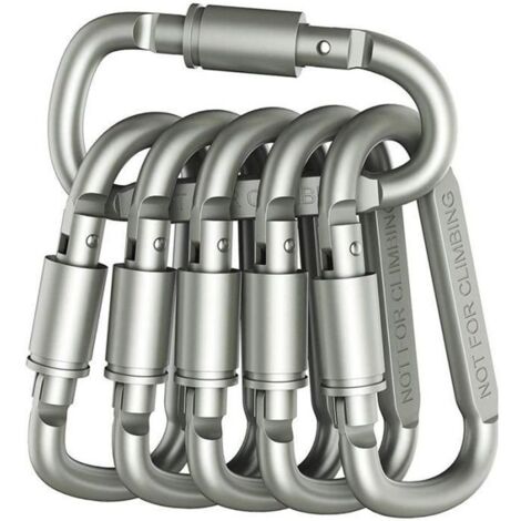 6 Pieces Alliage D\'Aluminium Mousqueton A Verrouillage A Anneau en D Leger Mais Fort (1/4)