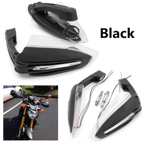 Protège-mains Garde Protecteur Coupe-vent LED Turn Signal DRL Barre Guidon Poigné Moto (1/3)