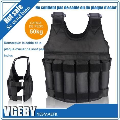 50 kg de chargement Poids ajustable Weighted Vest Blouson Gilet d\'exercice boxe entrainement Invisible