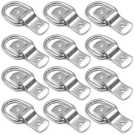 Paquet de 12 D-Ring Tie Downs,1-4 Pouces D-Anneaux D\'Ancrage Arrimage Anneau Pour Les Charges Sur Les Remorques Camions Poids (1/4)