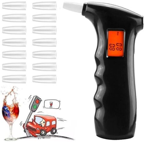Haute Qualité Éthylotest Alcootest Éthylomètre Testeur Analyseur Alcool Digital Écran LCD 3 Unités avec + 5 Embouts (1/4)