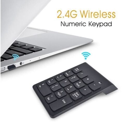 Pavé numérique sans fil iClever - 2,4 GHz - Pour ordinateurs portables et fixes, PC et MacBook - Ultra fin - Noir (1/4)