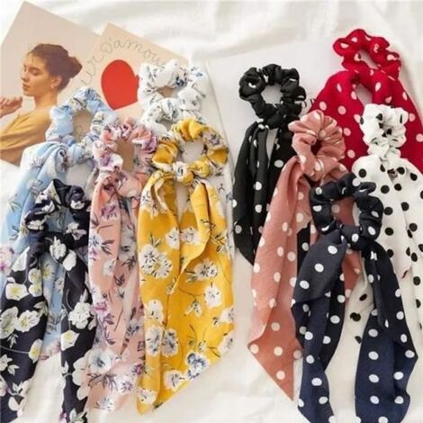 FS12001 Élastique Cheveux Chouchou Ruban Noeud Foulard Porte queue de Cheval (1/4)