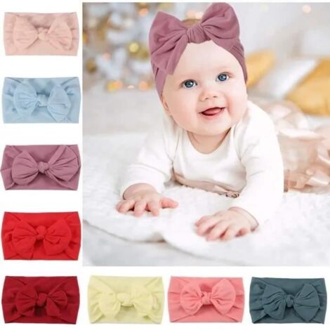 AS22 8 Multicolor Bébé Filles Bandeau Bébé Turban Bandeau élastique Noué Bandeaux Bowknot Bandeau pour Tout petits Bébés Coiffure