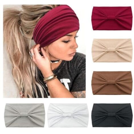 6 Pièces Bandeau Cheveux Femme Large élastique Doux Boho Bandeaux Imprimé Yoga Sport Headband Multicolore Serre-tête Femme(Rouge) (1/4)