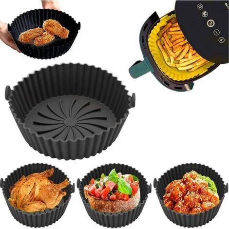 Pot en Silicone pour Friteuse à Air, Large Panier en Silicone Accessoires de Friteuse, Panier en Silicone Réutilisable, 20.5cm, (1/5)