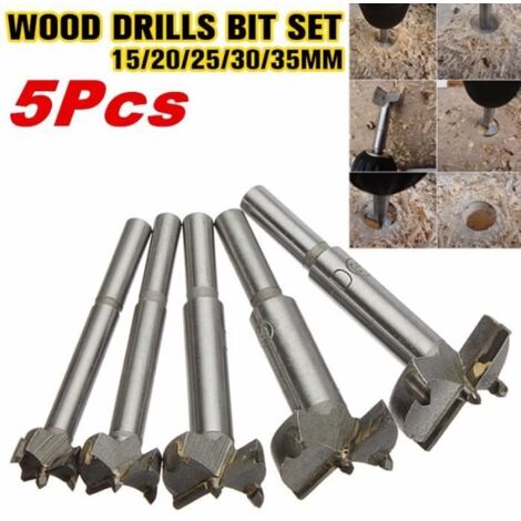 5en1 Foret Fraise à Bois Chanfreiner Forage Mèche Perceuse Perçage Dia. 15 20 25 30 35 mm Outil Set (1/4)