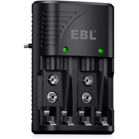 Universel Chargeur de Piles AA-AAA-9V, Rapide Chargeur 6802 pour AA-AAA NI-MH ou 9V Piles Rechargeables avec Indicateur LED (1/4)