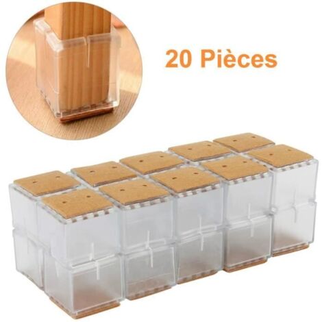 Silicone Chaise Casquettes Pieds Tampons Mobilier Table Couvre Protège Jambes Antidérapant Feutre (Carré-20PCS/30-35mm) (1/4)