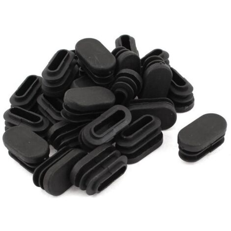 15mm x 30mm Embout en plastique ovale en forme de tube Insert Noir 24 pcs