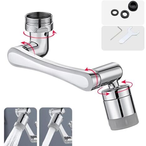 Robinet d\'extension multifonctionnel orientable à 1440° - ZGEER - Argenté - Pivotant - Chromé - Economie d\'eau (1/4)
