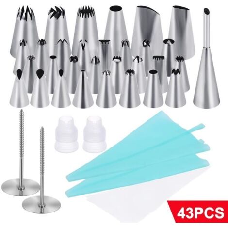 SUNDIX Douilles Pâtisserie Inox 43 PCS Set Professionnel de Pâtisserie Poches à Douille (1/4)