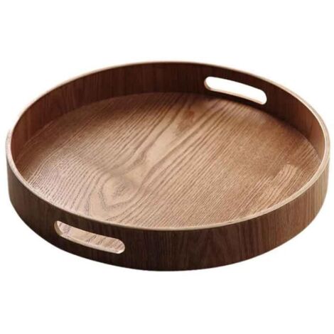 Plateau de Service en Bambou en Bois Rond pour Plateaux-Repas Plateau de Rangement pour PoignéE de Contenant de Nourriture pour