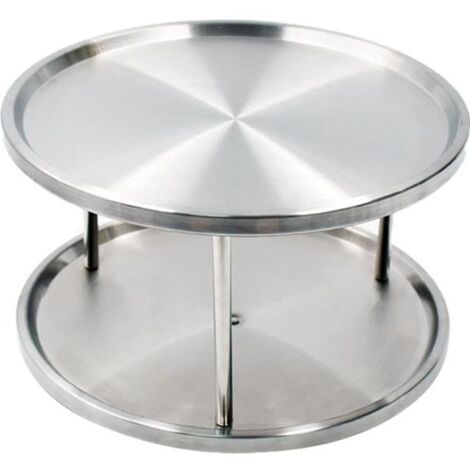 Plateau Tournant INOX 360 Rotatif,Plateau Tournant 2 étages pour épices, Plateau Tournant Placard Cuisine (1/4)