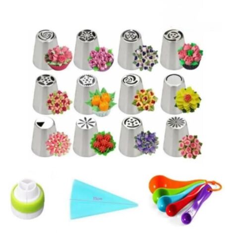 Gâteau Douilles Russes Douilles Buses Russe Fleur à Gâteaux en Acier Inoxydable Gouttes Douille de Décorations Outils Set (1/4)