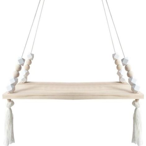 Étagère Murale Enfant Éagère Décorative à Suspendre avec Corde et Planche en Bois Style Ins Forme Balançoire Chambre23579 (1/4)