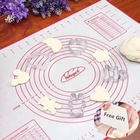 Tapis de Cuisson Patisserie en Silicone Anti-adhésif Réutilisable Baking Mat Fondant Pâte, 100% SANS Bisphénol-A (BPA)+Grattoir Cade (1/4)