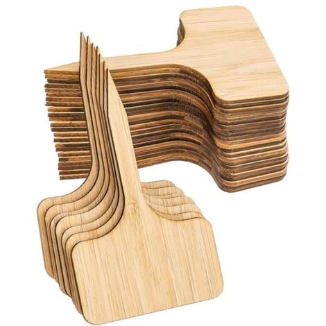 Étiquettes de plantes en bambou - SODIAL - T-Type - Jaune - 10cm x 6cm (1/4)