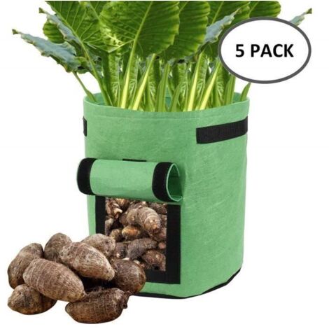 Sacs de Plantation de Jardin - ZGEER - 5 Pcs - Vert - 23x28cm - 4 gallons - Rectangulaire (1/4)