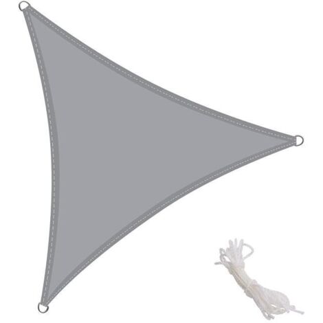 Voile d\'ombrage triangulaire Kingshade - PES Imperméable gris - Protection UV jusqu\'à 90% - 5x5x5m (1/4)