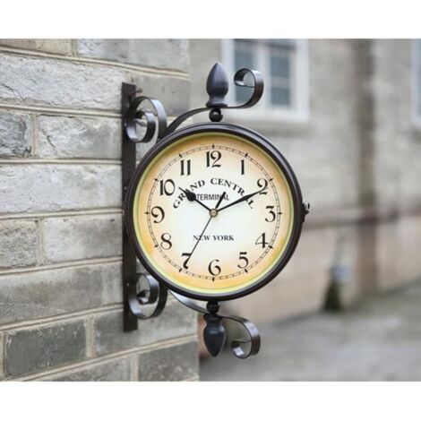 Fer rétro tourné antique double face horloge murale décorative maison (1/2)