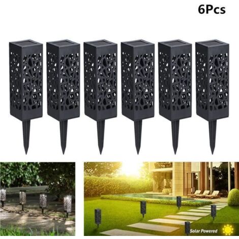 6pcs Lampe solaire exterieur de jardin, Borne solaire jardin, Borne jardin solaire sol, Lampe de jardin exterieur sur pied 6500K (1/4)