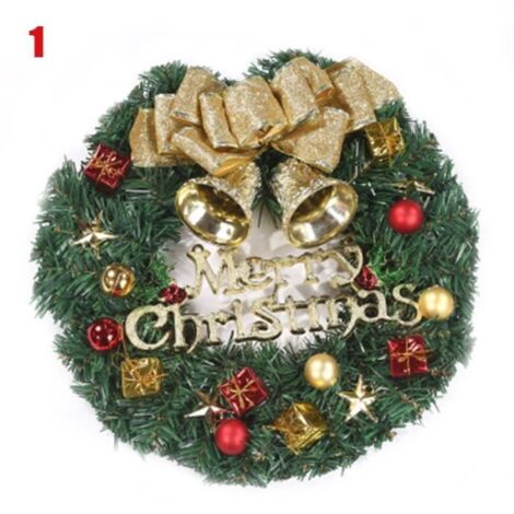 Couronne de noël, Décoration de Noel avec Clochettes Exterieur pour Magasins, Bureaux, Sapin de Noel, Diamètre 30cm - Style 1 (1/4)