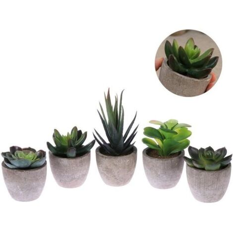 5pcs rétro plantes artificielles vertes de simulation Creative faux en pot Bonsai Décor (1/4)