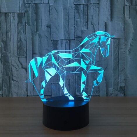 Acrylique 3D Stéréo Vision Lampe Cheval Intérieur Décoratif Lampe 7 Changement de Couleur À Distance Tactile Commutateur Chambre (1/4)