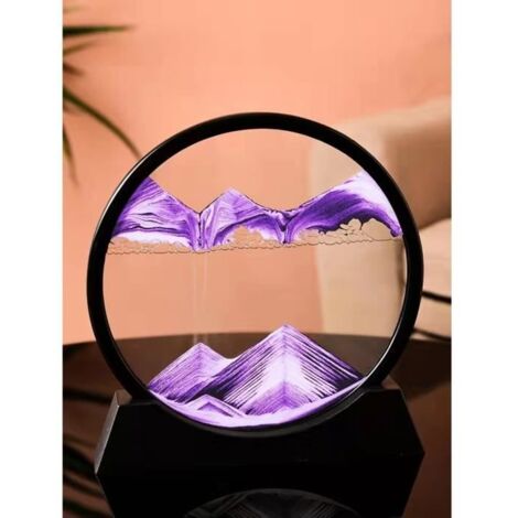 Sablier 3D Objet Decoratif en verre avec cadre rond en mouvement- Décoration d’intérieur cadeau d\'anniversaire-violet 7 pouces (1/4)