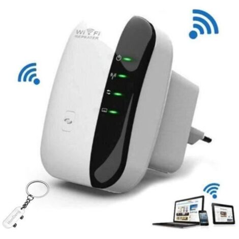 Amplificateur WiFi Repeteur Booster de signal sans fil WiFi extender 300M WLAN 802.11n-g-b (Blanc) (1/3)