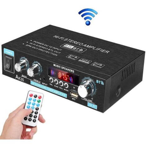 BRAVOTW 600W Amplificateur HiFi Stéréo Bluetooth 5.0 FM 2 Canaux-Class D 4-16 Ω USB Pour Voiture Maison