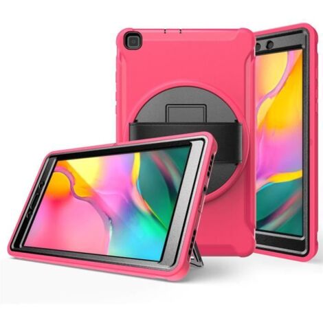 Housse Samsung Galaxy Tab A 8.0\" 2019 Coque (SM-T290 -SM-T295), 360° Rotation Support Protection Coque [avec Dragonne] - Rose (1/4)