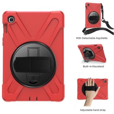 Coque Samsung Galaxy Tab S5e 10.5 (2019) SM-T720 /T725 Housse Robuste Antichoc Etui 360° avec Support Rotation, Rouge (1/4)