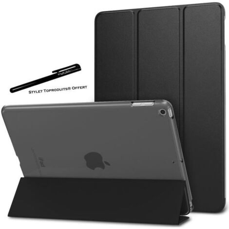 Coque résistante - Toproduits® - iPad 10.2 2019 - Housse Folio - Microfibre - Noir (1/4)