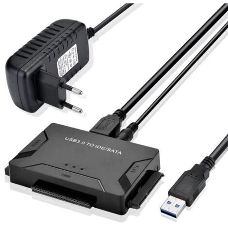 USB Disque Dur Adaptateur USB 3.0 vers IDE SATA, Cable USB 1m pour 2.5\" 3.5\" IDE SATA HDD SSD, avec Adaptateur Alimentation Externe