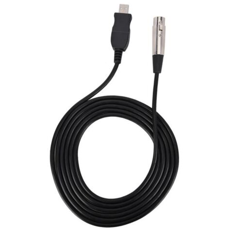 Lien de microphone Adaptateur Cordon XLR femelle vers USB MIC Link Ligne de câble noir (1/4)