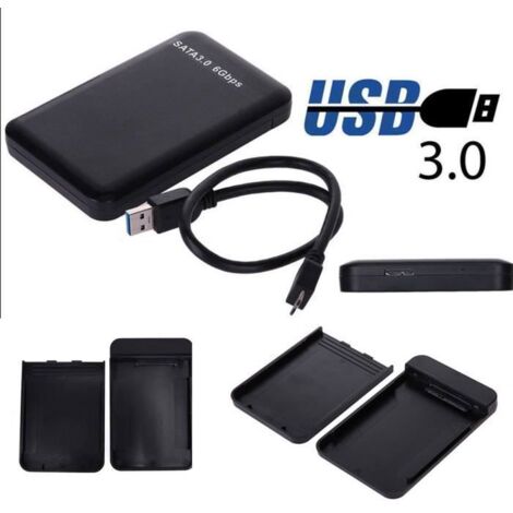 Boîtier de disque dur 2.5 \"USB3.0 SATA3.0 HDD Disque dur Disque dur gratuit 6 Gbps supporté Protocole UASP 3To (Noir) (1/3)
