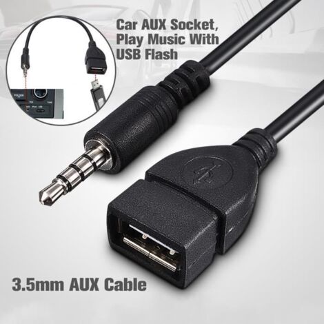 Adaptateur Audio AUX 3.5mm - TEMPSA - USB 2.0 A Femelle - 20 cm - Lecture MP3 - Connecteur Stéréo (1/4)